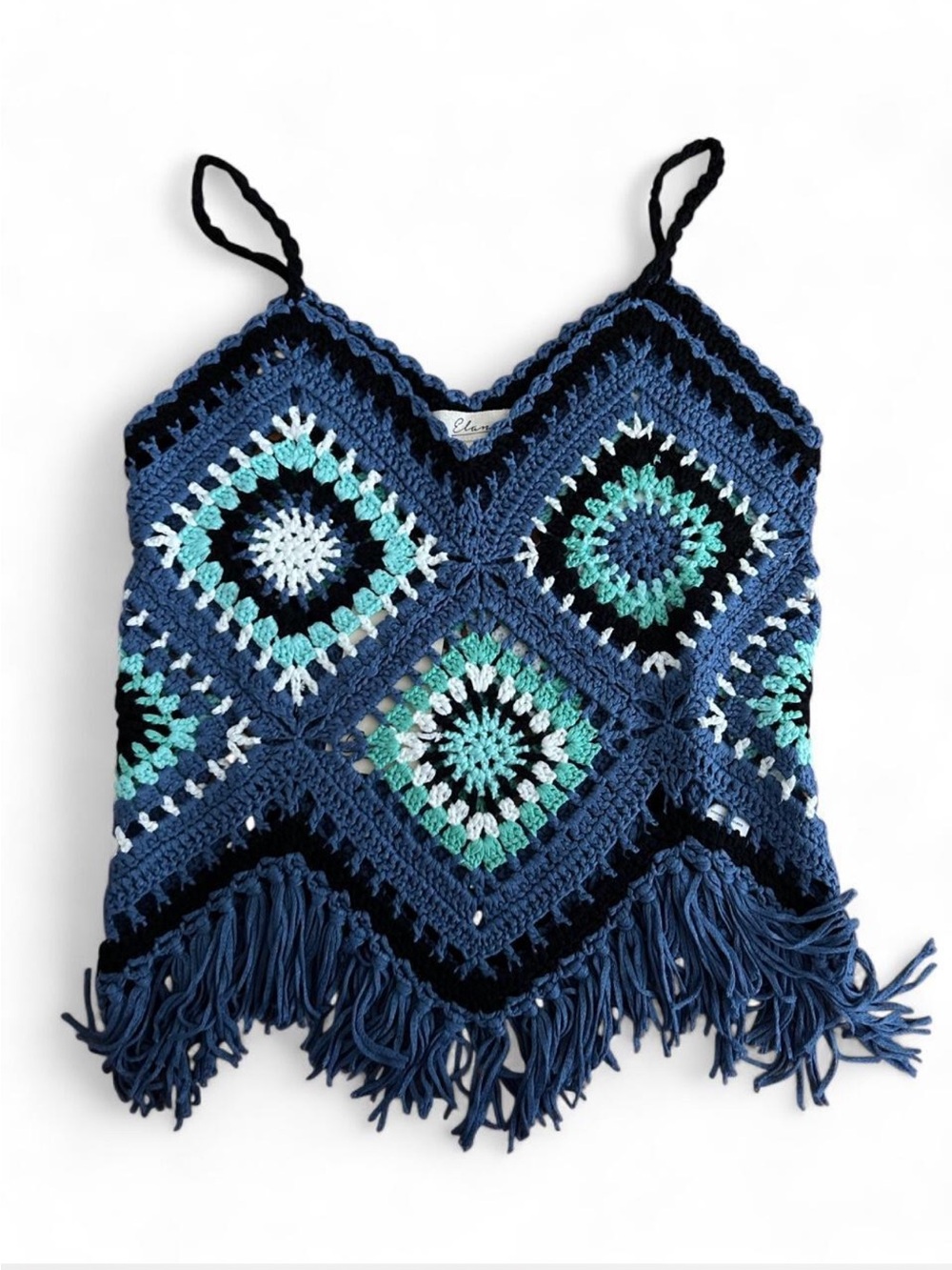 Elan Boho Crochet Fringe Camisole tank top Size Small. Brand new with tags